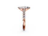 Rose gold Marquise Cut Pavé Band Solitaire Ring with Four-Prong Setting_180