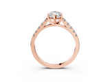 Rose gold Marquise Cut Pavé Band Solitaire Ring with Four-Prong Setting_181
