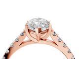 Rose gold Marquise Cut Pavé Band Solitaire Ring with Four-Prong Setting_182