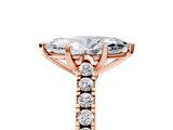 Rose gold Marquise Cut Pavé Band Solitaire Ring with Four-Prong Setting_183