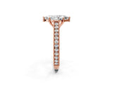 Rose gold Marquise Cut Pave Band Milgrain Solitaire Ring_30