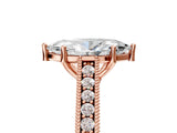 Rose gold Marquise Cut Pave Band Milgrain Solitaire Ring_33