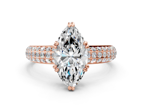 Rose gold Marquise Cut Pave Diamond Engagement Ring with Channel Set Band and Four-Prong Setting_20