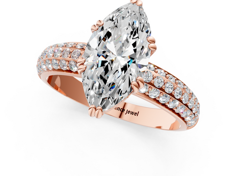 Rose gold Marquise Cut Pave Diamond Engagement Ring with Channel Set Band and Four-Prong Setting_21