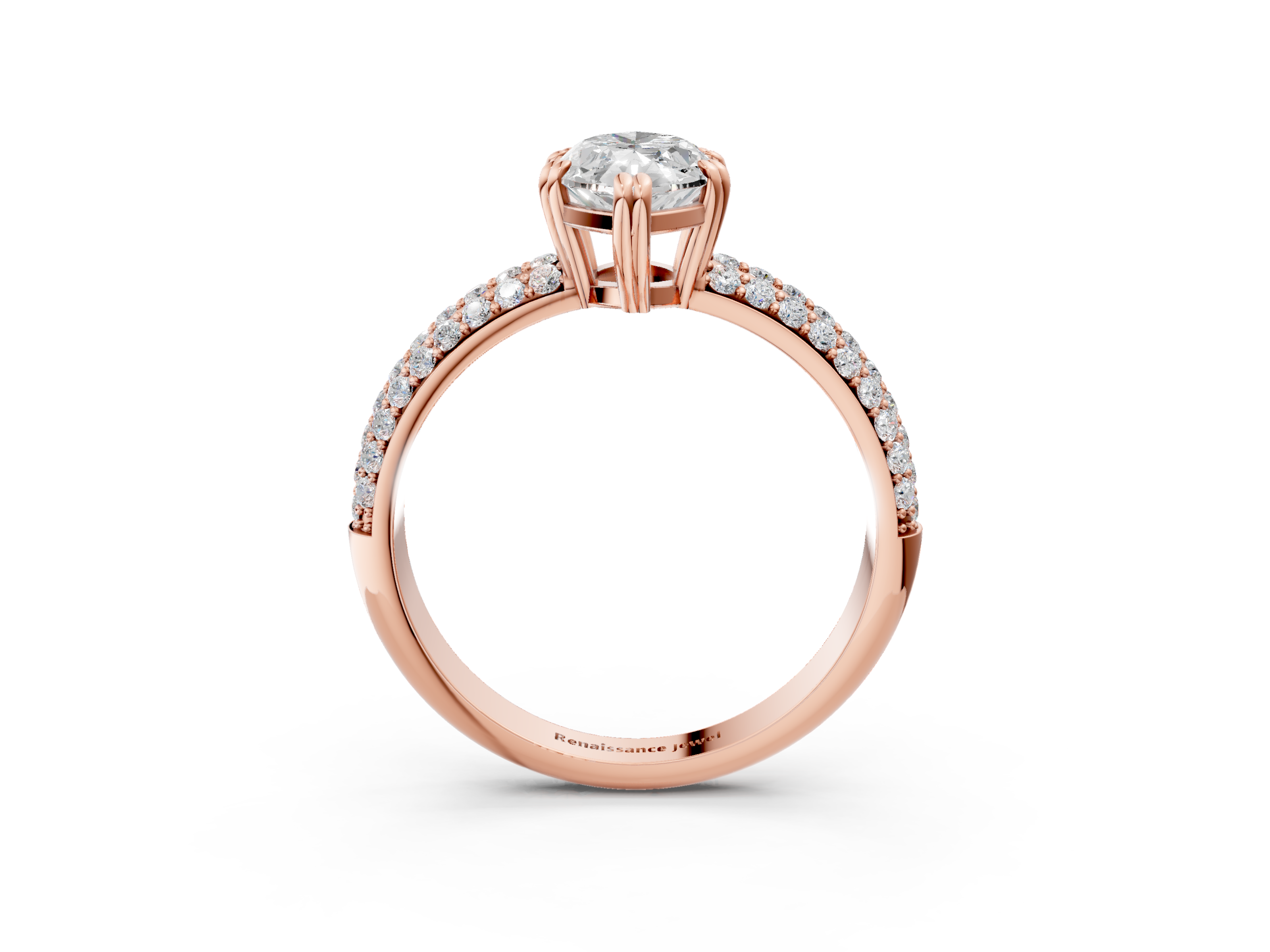 Rose gold Marquise Cut Pave Diamond Engagement Ring with Channel Set Band and Four-Prong Setting_23
