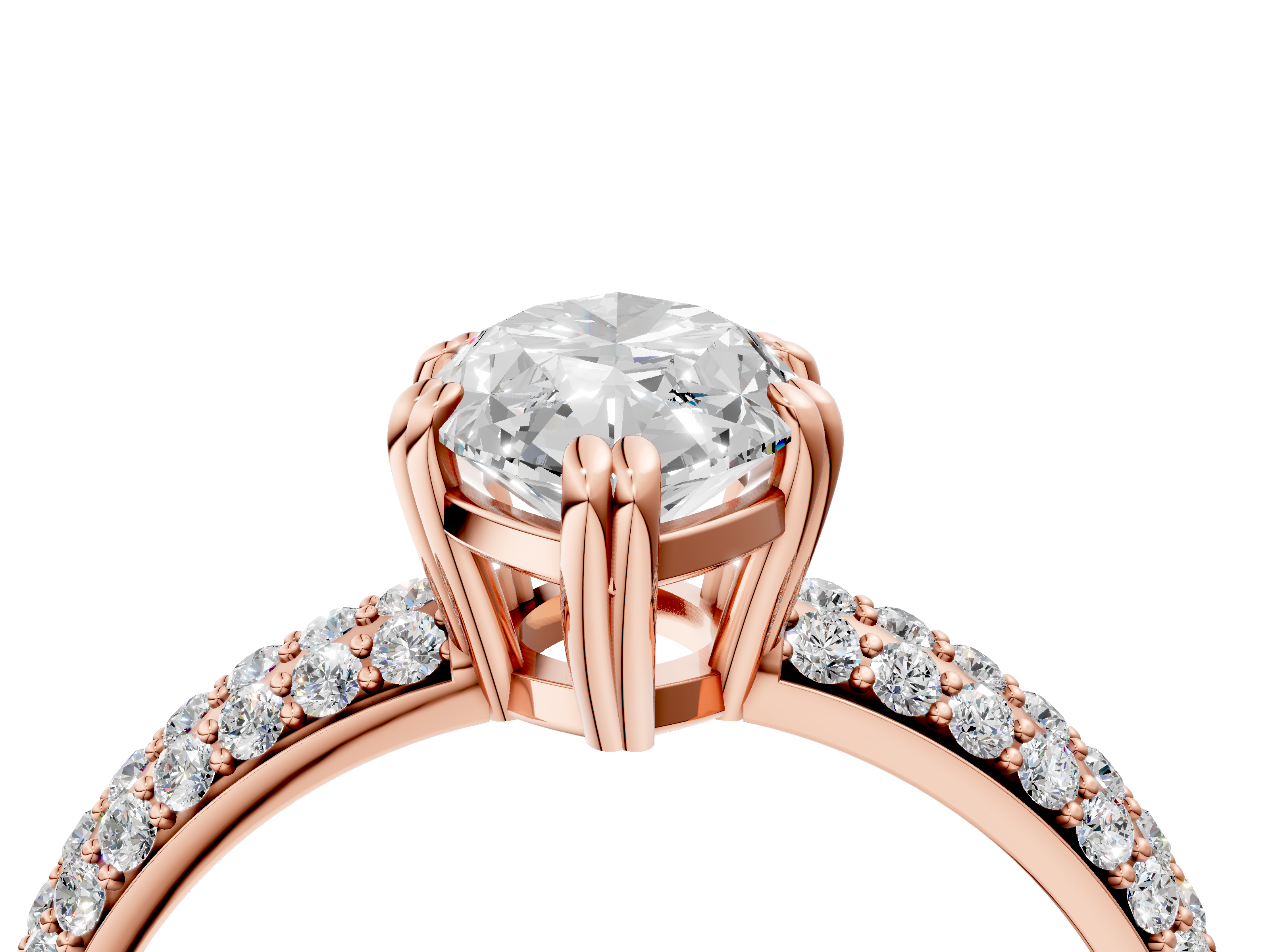 Rose gold Marquise Cut Pave Diamond Engagement Ring with Channel Set Band and Four-Prong Setting_24