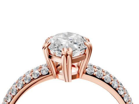 Rose gold Marquise Cut Pave Diamond Engagement Ring with Channel Set Band and Four-Prong Setting_24
