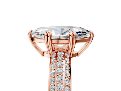 Rose gold Marquise Cut Pave Diamond Engagement Ring with Channel Set Band and Four-Prong Setting_25
