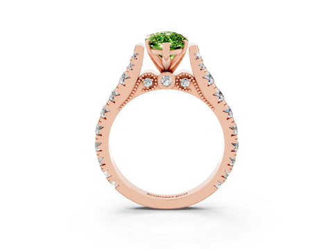 Rose gold Marquise Cut Peridot Classic Solitaire Ring with Pavé Band and Four-Prong Setting_3
