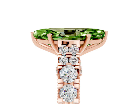 Rose gold Marquise Cut Peridot Classic Solitaire Ring with Pavé Band and Four-Prong Setting_5