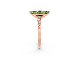Rose gold Marquise Cut Peridot Cluster Side Stone Solitaire Ring with Prong Setting_26
