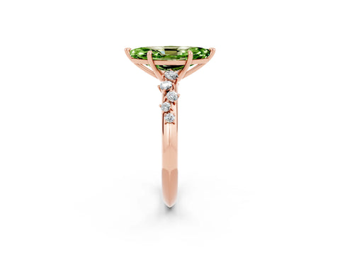 Rose gold Marquise Cut Peridot Cluster Side Stone Solitaire Ring with Prong Setting_26