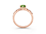 Rose gold Marquise Cut Peridot Cluster Side Stone Solitaire Ring with Prong Setting_27