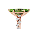 Rose gold Marquise Cut Peridot Cluster Side Stone Solitaire Ring with Prong Setting_29