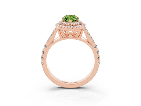 Rose gold Marquise Cut Peridot Double Halo Ring with Split Shank and Prong Setting_15