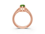 Rose gold Marquise Cut Peridot Engagement Ring with Milgrain Channel Set Band and Prong Setting_3