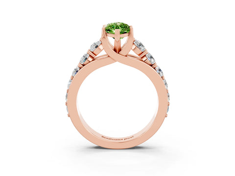 Rose gold Marquise Cut Peridot Engagement Ring with Pavé Band and Four-Prong Setting_3