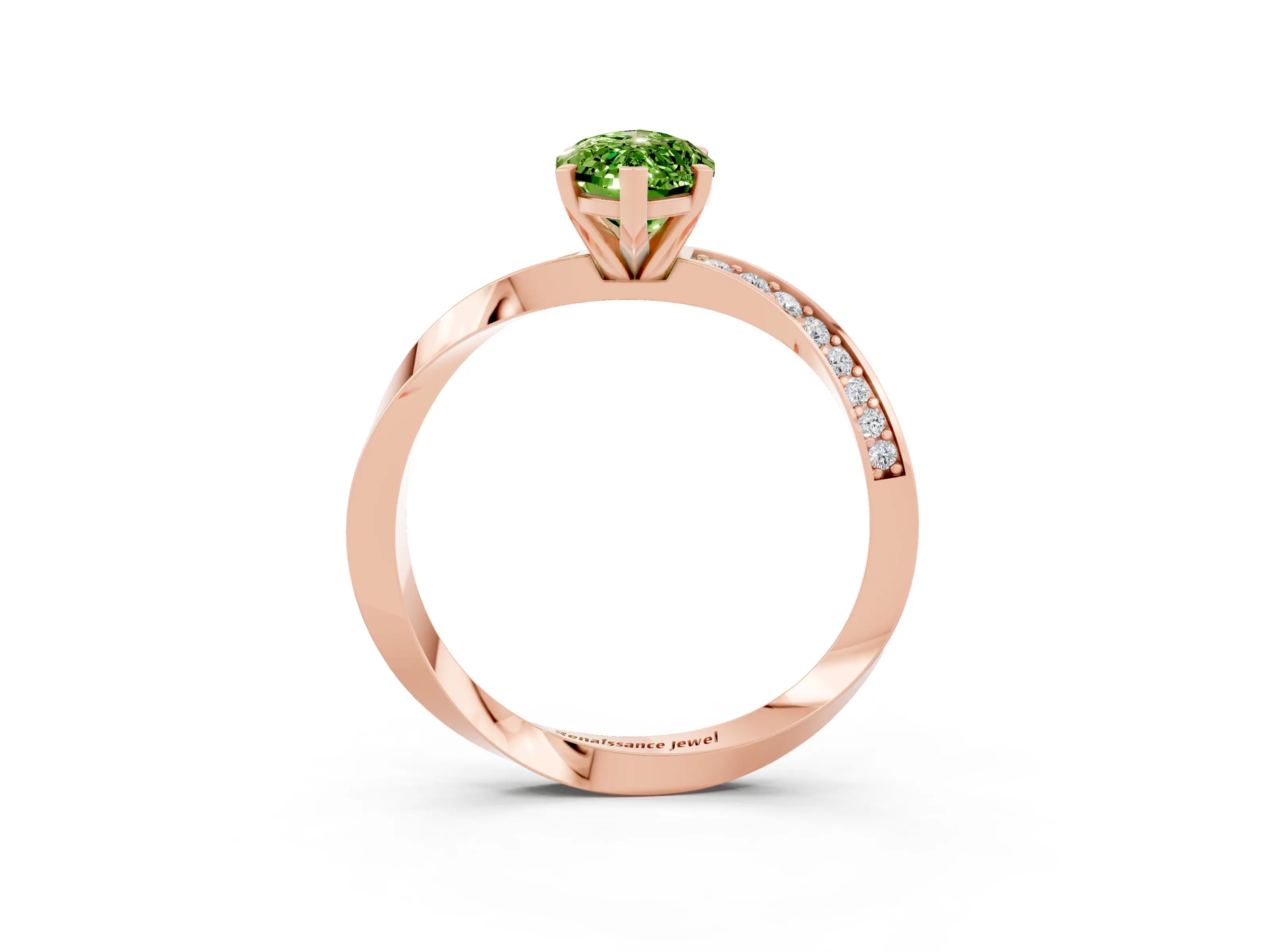 Rose gold Marquise Cut Peridot Engagement Ring with Side Stone Accents and Four-Prong Setting_30