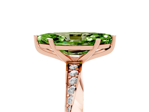Rose gold Marquise Cut Peridot Engagement Ring with Side Stone Accents and Four-Prong Setting_32