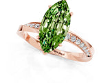 Rose gold Marquise Cut Peridot Engagement Ring with Side Stone Accents and Four-Prong Setting_61