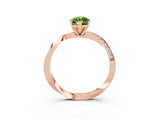 Rose gold Marquise Cut Peridot Engagement Ring with Side Stone Accents and Four-Prong Setting_63