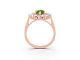 Rose gold Marquise Cut Peridot Floral Double Halo Engagement Ring with Prong Setting_51