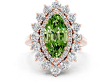 Rose gold Marquise Cut Peridot Floral Double Halo Engagement Ring with Prong Setting_60