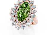 Rose gold Marquise Cut Peridot Floral Double Halo Engagement Ring with Prong Setting_61