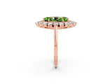 Rose gold Marquise Cut Peridot Floral Double Halo Engagement Ring with Prong Setting_62
