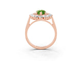 Rose gold Marquise Cut Peridot Floral Double Halo Engagement Ring with Prong Setting_63
