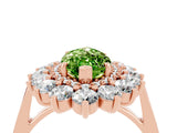 Rose gold Marquise Cut Peridot Floral Double Halo Engagement Ring with Prong Setting_64