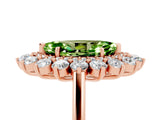 Rose gold Marquise Cut Peridot Floral Double Halo Engagement Ring with Prong Setting_65