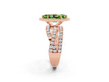 Rose gold Marquise Cut Peridot Halo Ring with Round Split Shank and Prong Setting_66