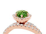 Rose gold Marquise Cut Peridot Halo Ring with Round Split Shank and Prong Setting_68
