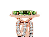 Rose gold Marquise Cut Peridot Halo Ring with Round Split Shank and Prong Setting_69