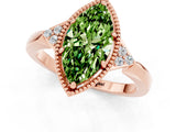 Rose gold Marquise Cut Peridot Halo Ring with Tapered Band and Four-Prong Setting_1