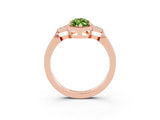 Rose gold Marquise Cut Peridot Halo Ring with Tapered Band and Four-Prong Setting_3