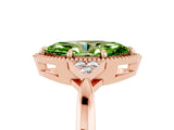 Rose gold Marquise Cut Peridot Halo Ring with Tapered Band and Four-Prong Setting_5