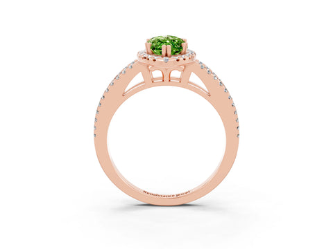 Rose gold Marquise Cut Peridot Halo Split Shank Engagement Ring_15