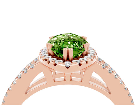 Rose gold Marquise Cut Peridot Halo Split Shank Engagement Ring_16