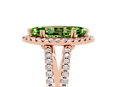 Rose gold Marquise Cut Peridot Halo Split Shank Engagement Ring_17
