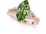 Rose gold Marquise Cut Peridot  Halo Twist Band Solitaire Prong Setting Ring_37