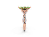 Rose gold Marquise Cut Peridot  Halo Twist Band Solitaire Prong Setting Ring_38