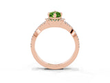 Rose gold Marquise Cut Peridot  Halo Twist Band Solitaire Prong Setting Ring_39