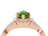 Rose gold Marquise Cut Peridot  Halo Twist Band Solitaire Prong Setting Ring_40