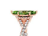 Rose gold Marquise Cut Peridot  Halo Twist Band Solitaire Prong Setting Ring_41