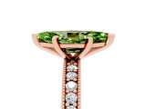 Rose gold Marquise Cut Peridot Milgrain Pavé Engagement Ring with Four-Prong Setting_5