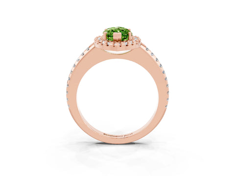 Rose gold Marquise Cut Peridot Pavé Halo Ring with Four-Prong Setting_15