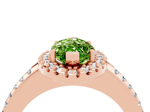 Rose gold Marquise Cut Peridot Pavé Halo Ring with Four-Prong Setting_16