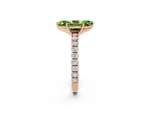 Rose gold Marquise Cut Peridot Pavé Solitaire Engagement Ring with Four-Prong Setting_14